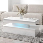 Table basse laquée, Blanc / Noir, 2 places