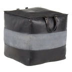 Pouf ottoman en cuir et toile – Marron/Havane, Noir/Gris, Expresso/Havane – 1 personne