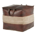 Pouf ottoman en cuir et toile – Marron/Havane, Noir/Gris, Expresso/Havane – 1 personne