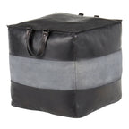 Pouf ottoman en cuir et toile – Marron/Havane, Noir/Gris, Expresso/Havane – 1 personne
