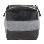 Pouf ottoman en cuir et toile – Marron/Havane, Noir/Gris, Expresso/Havane – 1 personne