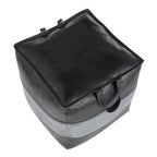 Pouf ottoman en cuir et toile – Marron/Havane, Noir/Gris, Expresso/Havane – 1 personne