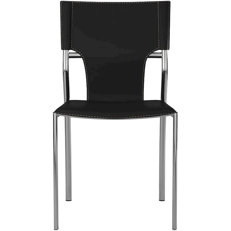 Chaises de salle à manger en cuir noir/marron/blanc/gris avec pieds chromés, lot de 4