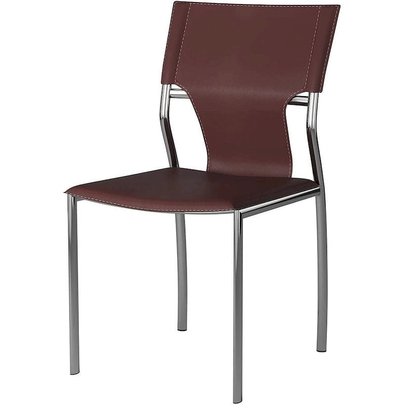 Chaises de salle à manger en cuir noir/marron/blanc/gris avec pieds chromés, lot de 4