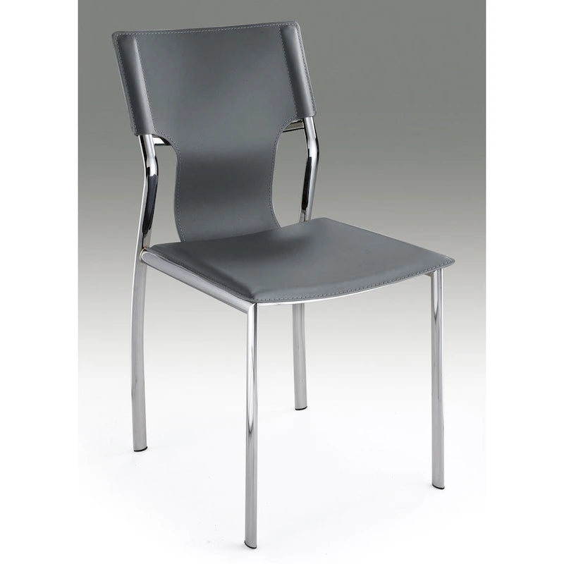 Chaises de salle à manger en cuir noir/marron/blanc/gris avec pieds chromés, lot de 4
