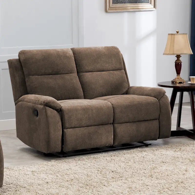 Causeuse inclinable en tissu marron/gris, 2 places