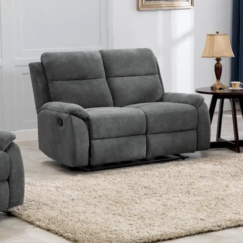Causeuse inclinable en tissu marron/gris, 2 places
