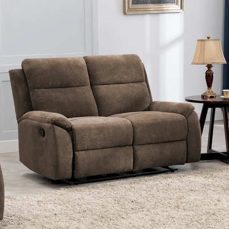 Causeuse inclinable en tissu marron/gris, 2 places