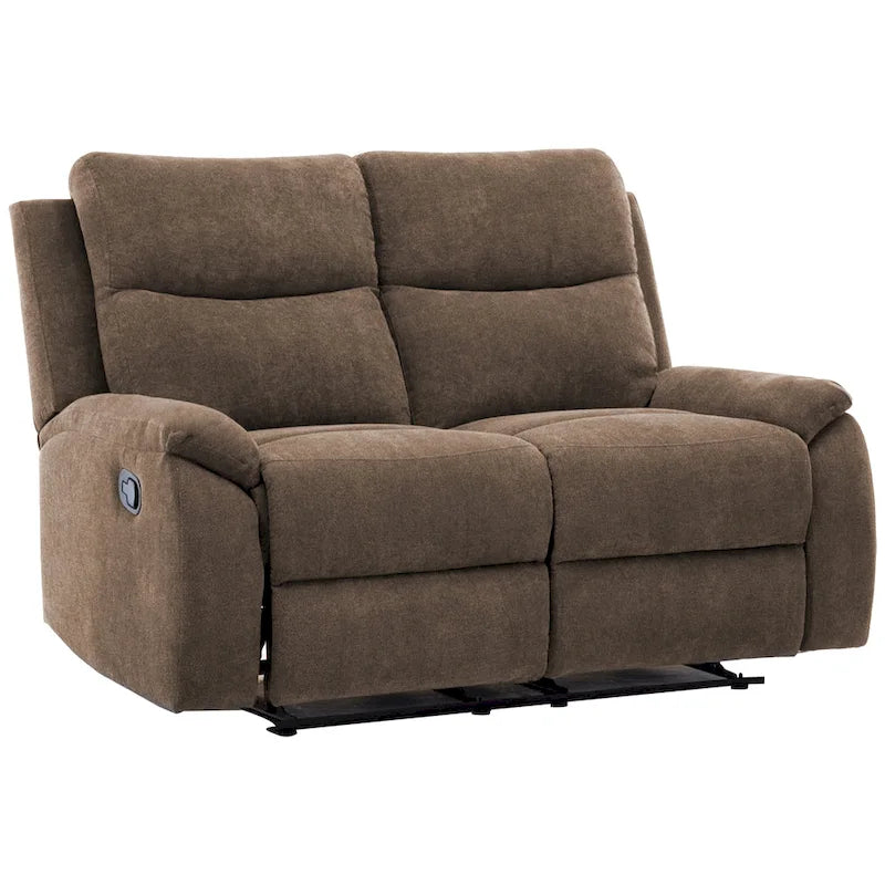 Causeuse inclinable en tissu marron/gris, 2 places