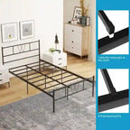 Cadre de lit plateforme en métal noir avec tête et pied de lit — Lit simple/double/queen/king size