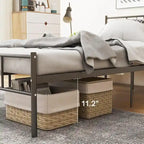 Cadre de lit plateforme en métal noir avec tête et pied de lit — Lit simple/double/queen/king size