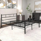 Cadre de lit plateforme en métal noir avec tête et pied de lit — Lit simple/double/queen/king size