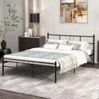 Cadre de lit plateforme en métal noir avec tête et pied de lit — Lit simple/double/queen/king size