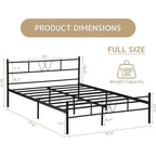 Cadre de lit plateforme en métal noir avec tête et pied de lit — Lit simple/double/queen/king size
