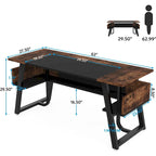 Bureau de 160 cm Noir / Blanc / Gris avec étagère de rangement, poste de travail individuel