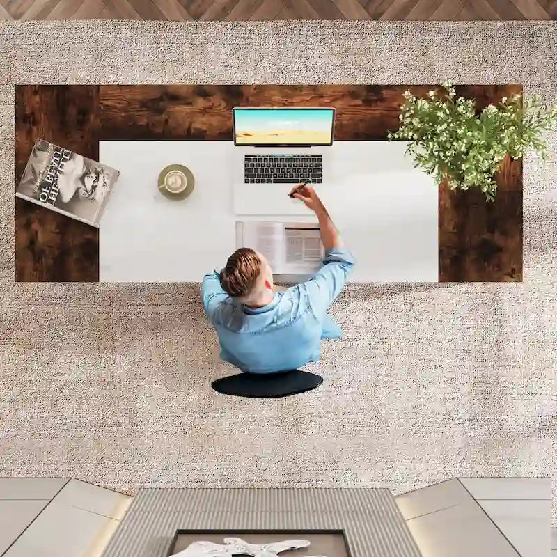 Bureau de 160 cm Noir / Blanc / Gris avec étagère de rangement, poste de travail individuel
