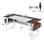Bureau de 160 cm Noir / Blanc / Gris avec étagère de rangement, poste de travail individuel