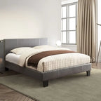 Lit plateforme en similicuir gris / blanc / expresso – Très grand lit, grand lit et très grand lit californien, 1 personne
