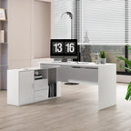 Bureau d'angle en L blanc de 140 cm, 1 personne