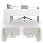 Bureau d'angle en L blanc de 140 cm, 1 personne