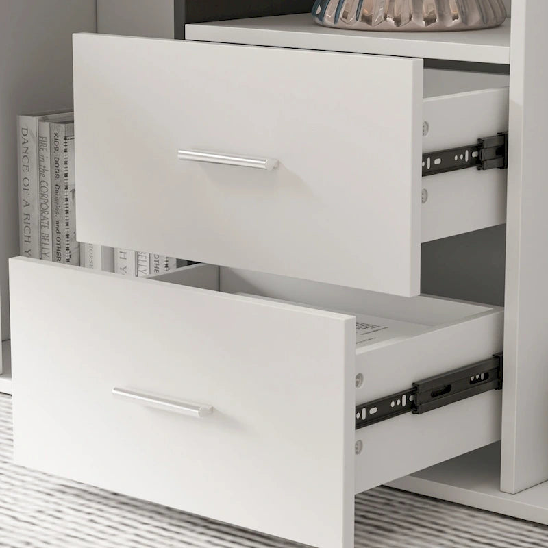 Bureau d'angle en L blanc de 140 cm, 1 personne