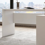 Bureau d'angle en L blanc de 140 cm, 1 personne
