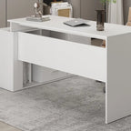 Bureau d'angle en L blanc de 140 cm, 1 personne