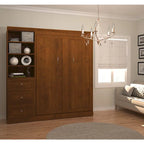 Lit escamotable complet avec organisateur de penderie et tiroirs, blanc/marron Toscane, 84 po de large