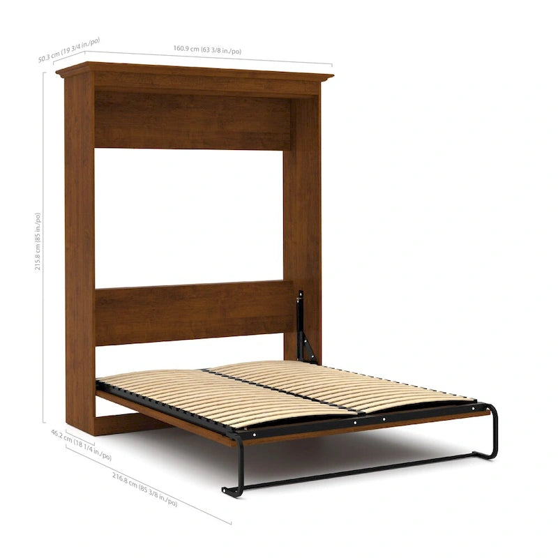 Lit escamotable complet avec organisateur de penderie et tiroirs, blanc/marron Toscane, 84 po de large