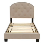 Lit simple plateforme capitonné marron clair / anthracite / gris clair, 1 personne