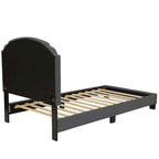 Lit simple plateforme capitonné marron clair / anthracite / gris clair, 1 personne