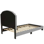 Lit simple plateforme capitonné marron clair / anthracite / gris clair, 1 personne