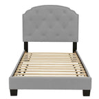 Lit simple plateforme capitonné marron clair / anthracite / gris clair, 1 personne