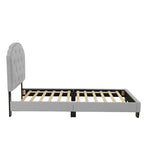 Lit simple plateforme capitonné marron clair / anthracite / gris clair, 1 personne