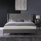 Cadre de lit plateforme capitonné en velours noir/bleu/gris/beige — California King