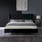 Cadre de lit plateforme capitonné en velours noir/bleu/gris/beige — California King