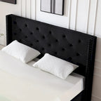 Cadre de lit plateforme capitonné en velours noir/bleu/gris/beige — California King