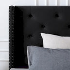 Cadre de lit plateforme capitonné en velours noir/bleu/gris/beige — California King