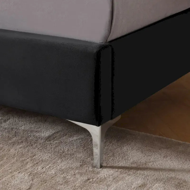 Cadre de lit plateforme capitonné en velours noir/bleu/gris/beige — California King
