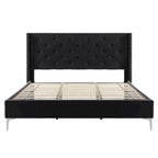 Cadre de lit plateforme capitonné en velours noir/bleu/gris/beige — California King