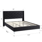 Cadre de lit plateforme capitonné en velours noir/bleu/gris/beige — California King