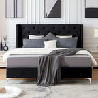 Cadre de lit plateforme capitonné en velours noir/bleu/gris/beige — California King