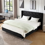 Cadre de lit plateforme capitonné en velours noir/bleu/gris/beige — California King