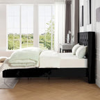 Cadre de lit plateforme capitonné en velours noir/bleu/gris/beige — California King
