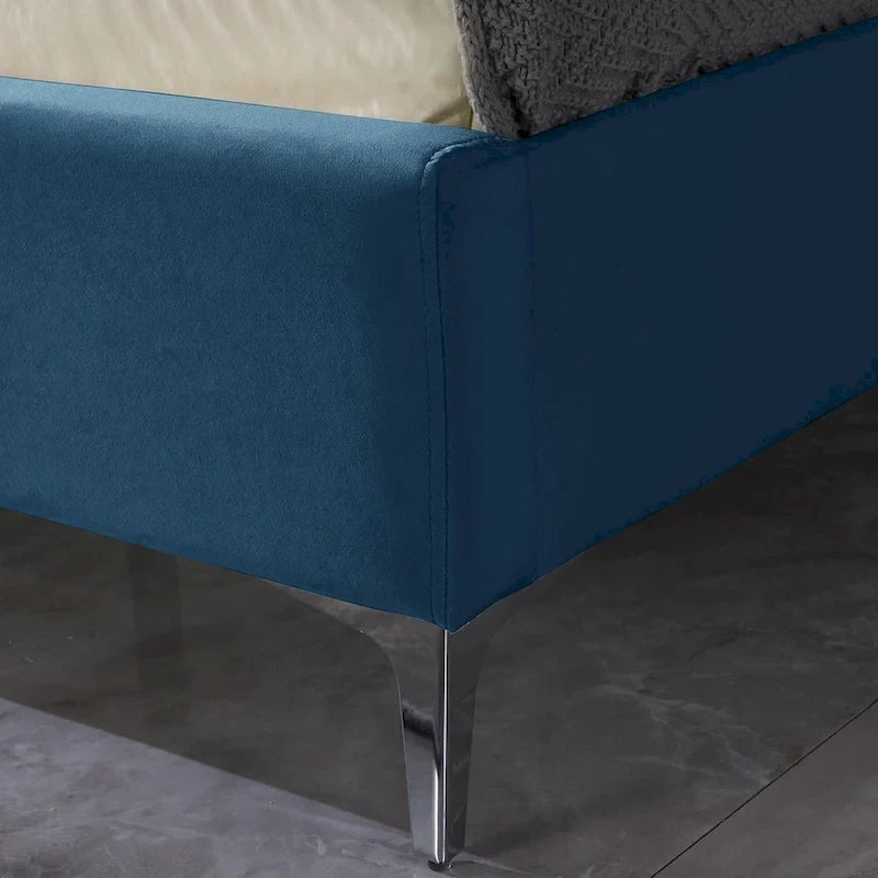 Cadre de lit plateforme capitonné en velours noir/bleu/gris/beige — California King
