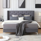 Cadre de lit plateforme capitonné en velours noir/bleu/gris/beige — California King