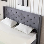 Cadre de lit plateforme capitonné en velours noir/bleu/gris/beige — California King