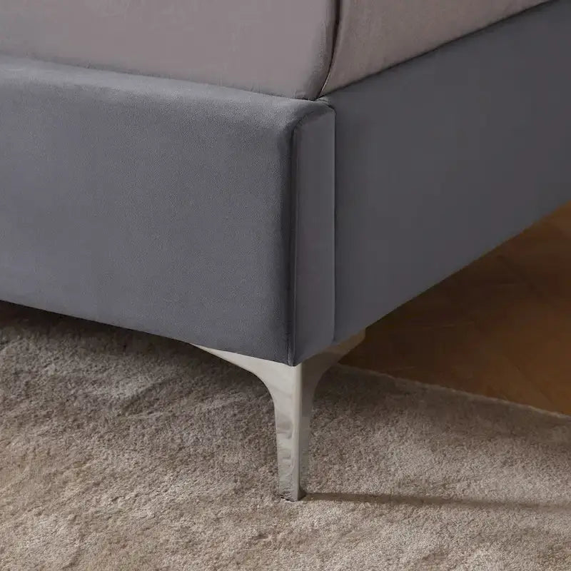 Cadre de lit plateforme capitonné en velours noir/bleu/gris/beige — California King
