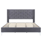 Cadre de lit plateforme capitonné en velours noir/bleu/gris/beige — California King