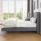 Cadre de lit plateforme capitonné en velours noir/bleu/gris/beige — California King